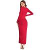 imageVerdusa Womens Long Sleeve Square Neck Bodycon Maxi Long DressSolid Red
