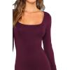 imageVerdusa Womens Long Sleeve Square Neck Bodycon Maxi Long DressWine