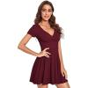 imageVerdusa Womens Surplice Neck Short Sleeve Mini Wrap A Line Fit and Flare DressBurgundy