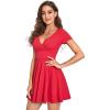 imageVerdusa Womens Surplice Neck Short Sleeve Mini Wrap A Line Fit and Flare DressRed