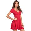 imageVerdusa Womens Surplice Neck Short Sleeve Mini Wrap A Line Fit and Flare DressRed