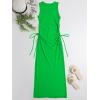 imageVerdusa Womens Swimsuit Mesh Cover Up High Split Drawstring Bikini Long DressGrass Green