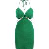 imageVerdusa Womens Casual Sleeveless Tie Backless Cut Out V Neck Bodycon Halter Mini Beach Boho DressGreen