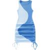 imageVerdusa Womens Color Block Drawstring Ruched Ribbed Mini Tank Bodycon DressBlue