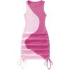 imageVerdusa Womens Color Block Drawstring Ruched Ribbed Mini Tank Bodycon DressPink
