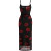 imageVerdusa Womens Floral Print Mesh Lettuce Trim Sleeveless Bodycon Long Cami DressRed Floral