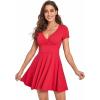 imageVerdusa Womens Surplice Neck Short Sleeve Mini Wrap A Line Fit and Flare DressRed