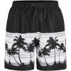 imageVerdusa Mens Floral Print Drawstring Elastic Waist Swim Trunks Summer Beach ShortsBlack