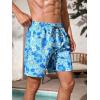 imageVerdusa Mens Floral Print Drawstring Elastic Waist Swim Trunks Summer Beach ShortsBlue