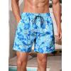 imageVerdusa Mens Floral Print Drawstring Elastic Waist Swim Trunks Summer Beach ShortsBlue