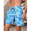 imageVerdusa Mens Floral Print Drawstring Elastic Waist Swim Trunks Summer Beach ShortsBlue