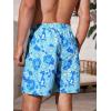 imageVerdusa Mens Floral Print Drawstring Elastic Waist Swim Trunks Summer Beach ShortsBlue