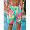 imageVerdusa Mens Floral Print Drawstring Elastic Waist Swim Trunks Summer Beach ShortsGreen Red
