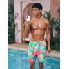 imageVerdusa Mens Floral Print Drawstring Elastic Waist Swim Trunks Summer Beach ShortsGreen Red