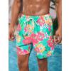 imageVerdusa Mens Floral Print Drawstring Elastic Waist Swim Trunks Summer Beach ShortsGreen Red