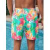 imageVerdusa Mens Floral Print Drawstring Elastic Waist Swim Trunks Summer Beach ShortsGreen Red