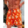 imageVerdusa Mens Floral Print Drawstring Elastic Waist Swim Trunks Summer Beach ShortsOrange