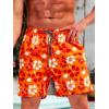imageVerdusa Mens Floral Print Drawstring Elastic Waist Swim Trunks Summer Beach ShortsOrange