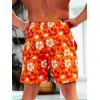 imageVerdusa Mens Floral Print Drawstring Elastic Waist Swim Trunks Summer Beach ShortsOrange