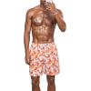 imageVerdusa Mens Floral Print Drawstring Elastic Waist Swim Trunks Summer Beach ShortsPink Orange
