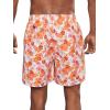 imageVerdusa Mens Floral Print Drawstring Elastic Waist Swim Trunks Summer Beach ShortsPink Orange