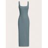 imageVerdusa Womens Casual Sleeveless Square Neck High Waist Rib Knit Tank Long DressDusty Blue