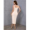 imageVerdusa Womens Casual Sleeveless Square Neck High Waist Rib Knit Tank Long DressLight Apricot