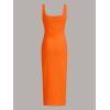 imageVerdusa Womens Casual Sleeveless Square Neck High Waist Rib Knit Tank Long DressOrange