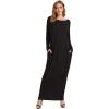 imageVerdusa Womens Long Sleeve Pocketed Loose Long Lounge Maxi DressBlack