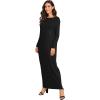 imageVerdusa Womens Long Sleeve Pocketed Loose Long Lounge Maxi DressBlack