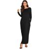 imageVerdusa Womens Long Sleeve Pocketed Loose Long Lounge Maxi DressBlack