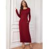 imageVerdusa Womens Long Sleeve Pocketed Loose Long Lounge Maxi DressBurgundy