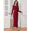 imageVerdusa Womens Long Sleeve Pocketed Loose Long Lounge Maxi DressBurgundy
