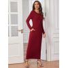 imageVerdusa Womens Long Sleeve Pocketed Loose Long Lounge Maxi DressBurgundy