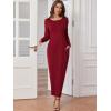 imageVerdusa Womens Long Sleeve Pocketed Loose Long Lounge Maxi DressBurgundy