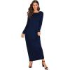 imageVerdusa Womens Long Sleeve Pocketed Loose Long Lounge Maxi DressNavy
