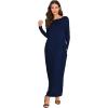 imageVerdusa Womens Long Sleeve Pocketed Loose Long Lounge Maxi DressNavy