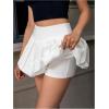 imageVerdusa Womens Pleated Bubble Skirt Y2K Elastic High Waisted Puffy Skorts ShortsWhite