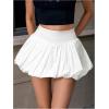 imageVerdusa Womens Pleated Bubble Skirt Y2K Elastic High Waisted Puffy Skorts ShortsWhite