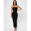 imageVerdusa Womens Strapless Sleeveless Split Back Long Bodycon Tube DressBlack