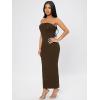 imageVerdusa Womens Strapless Sleeveless Split Back Long Bodycon Tube DressChocolate Brown