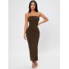 imageVerdusa Womens Strapless Sleeveless Split Back Long Bodycon Tube DressChocolate Brown