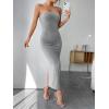 imageVerdusa Womens Strapless Sleeveless Split Back Long Bodycon Tube DressLight Grey