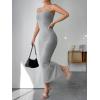 imageVerdusa Womens Strapless Sleeveless Split Back Long Bodycon Tube DressLight Grey