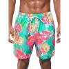 imageVerdusa Mens Floral Print Drawstring Elastic Waist Swim Trunks Summer Beach ShortsGreen Red