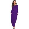 imageVerdusa Womens Long Sleeve Pocketed Loose Long Lounge Maxi DressDark Purple