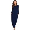 imageVerdusa Womens Long Sleeve Pocketed Loose Long Lounge Maxi DressNavy