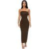 imageVerdusa Womens Strapless Sleeveless Split Back Long Bodycon Tube DressChocolate Brown