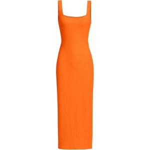 imageVerdusa Womens Casual Sleeveless Square Neck High Waist Rib Knit Tank Long DressOrange