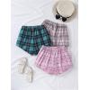 imageVerdusa Girls 3pack Plaid Print Elastic Waist Casual ShortsGreen Pink